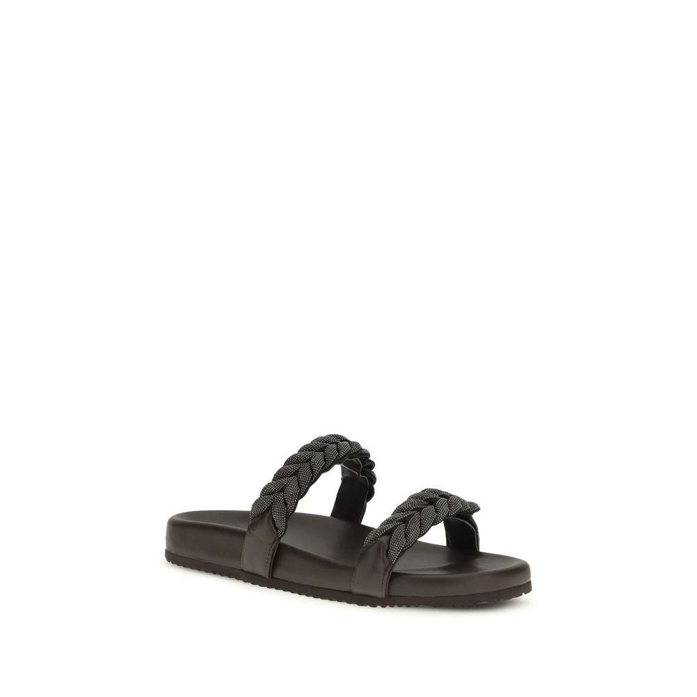 Brunello Cucinelli Braune Kalbsleder-Sandalen Bos Taurus by Brunello Cucinelli