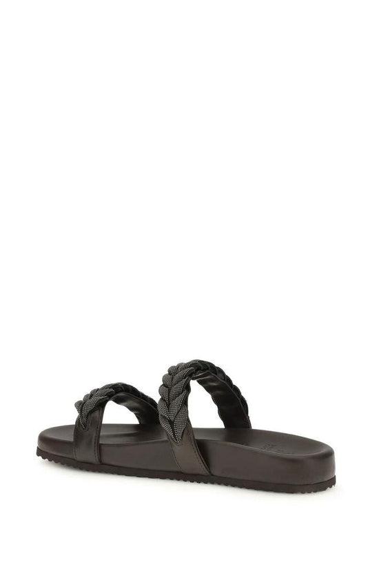 Brunello Cucinelli Braune Kalbsleder-Sandalen Bos Taurus by Brunello Cucinelli