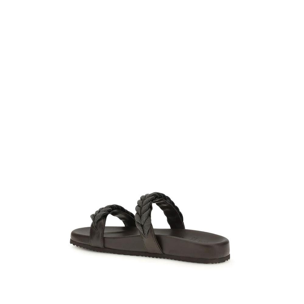Brunello Cucinelli Braune Kalbsleder-Sandalen Bos Taurus by Brunello Cucinelli