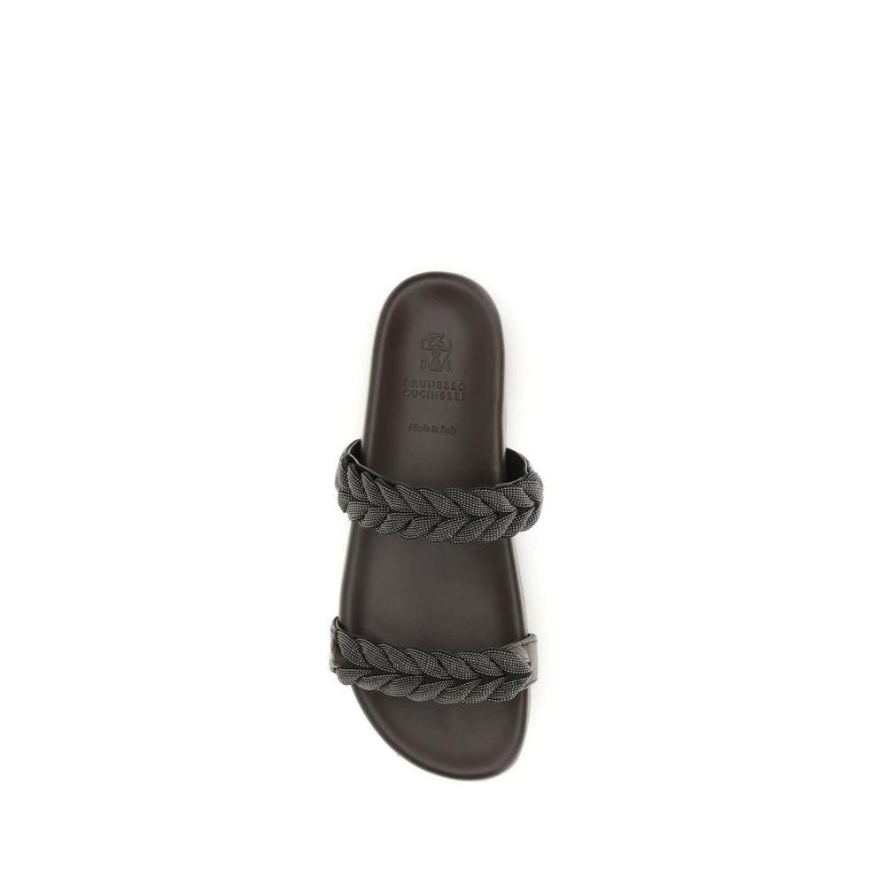 Brunello Cucinelli Braune Kalbsleder-Sandalen Bos Taurus by Brunello Cucinelli