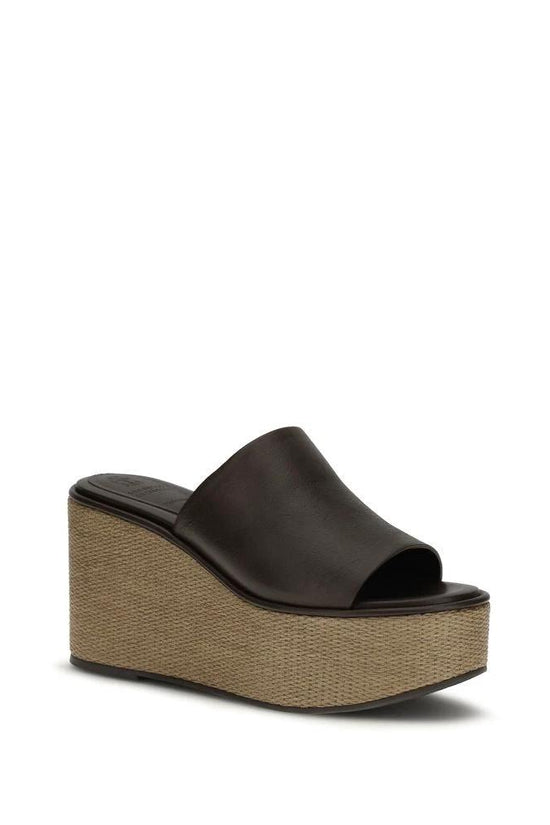 Brunello Cucinelli Braune Bos Taurus Kalbsleder Plateau-Sandalen by Brunello Cucinelli