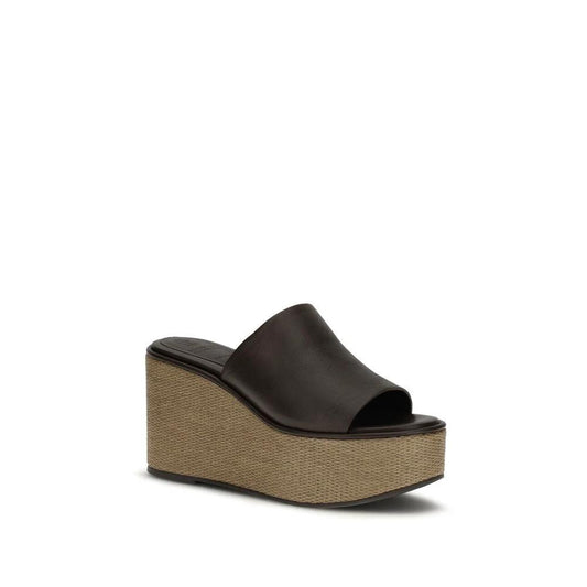 Brunello Cucinelli Braune Bos Taurus Kalbsleder Plateau-Sandalen by Brunello Cucinelli