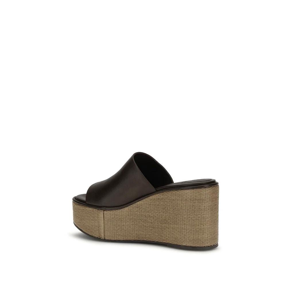 Brunello Cucinelli Braune Bos Taurus Kalbsleder Plateau-Sandalen by Brunello Cucinelli