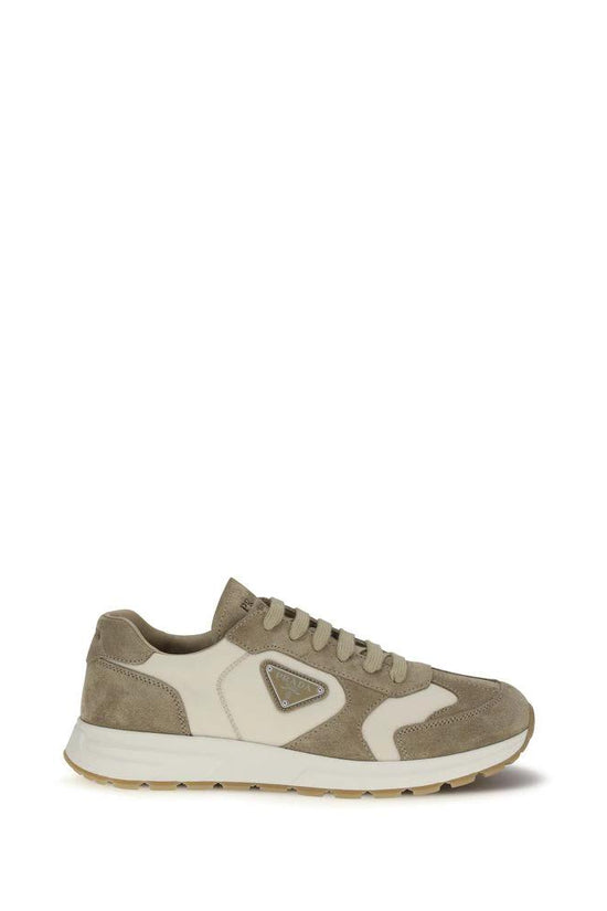 Prada Beige Calf Leather Bos Taurus Athletic Sneakers by Prada