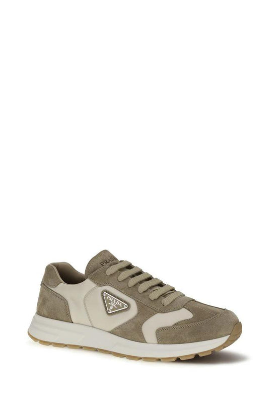 Prada Beige Calf Leather Bos Taurus Athletic Sneakers by Prada