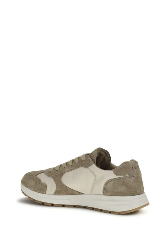 Prada Beige Calf Leather Bos Taurus Athletic Sneakers by Prada