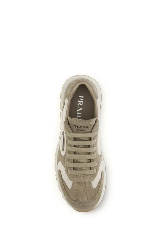 Prada Beige Calf Leather Bos Taurus Athletic Sneakers by Prada