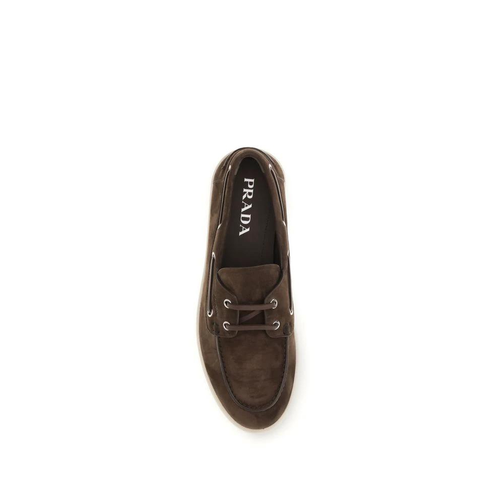 Prada Braune Kalbsleder Bos Taurus Slipper-Loafer by Prada