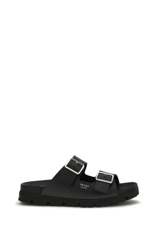 Prada Schwarze Bos Taurus Kalbsleder-Sandalen by Prada