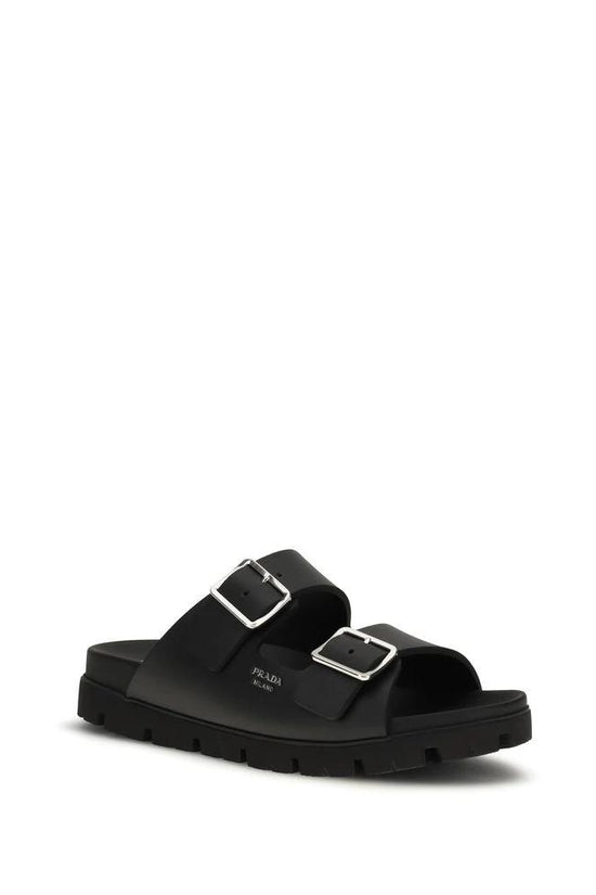 Prada Schwarze Bos Taurus Kalbsleder-Sandalen by Prada