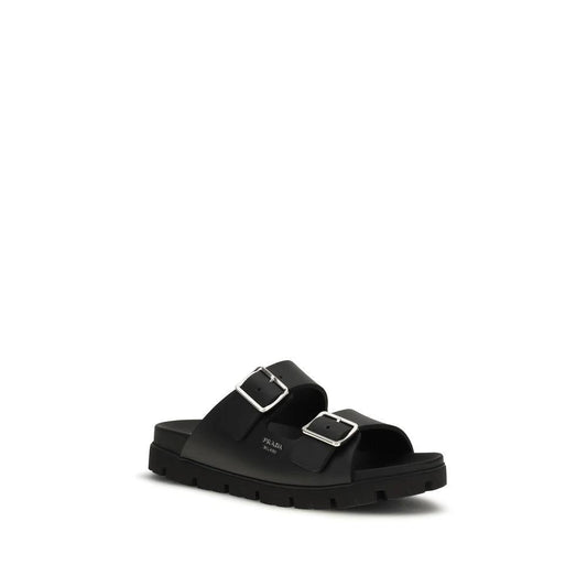 Prada Schwarze Bos Taurus Kalbsleder-Sandalen by Prada