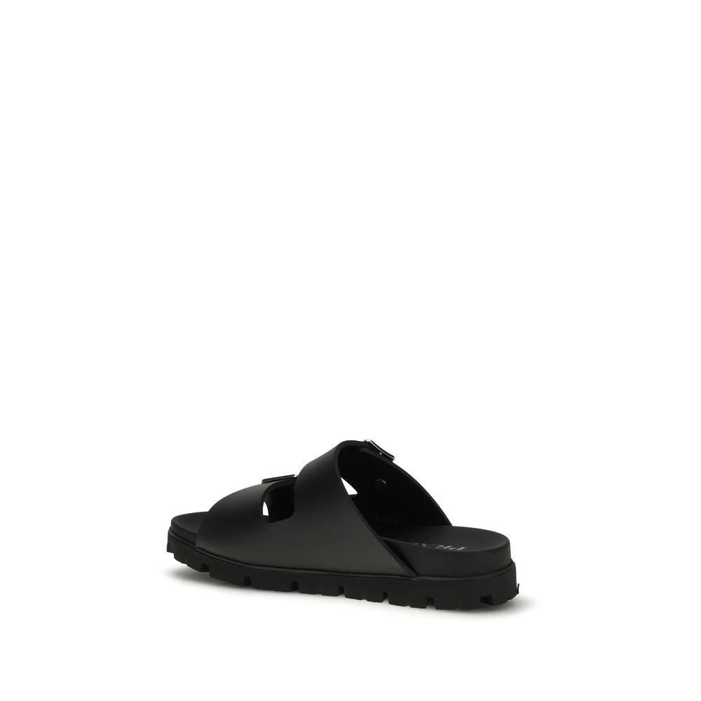 Prada Schwarze Bos Taurus Kalbsleder-Sandalen by Prada