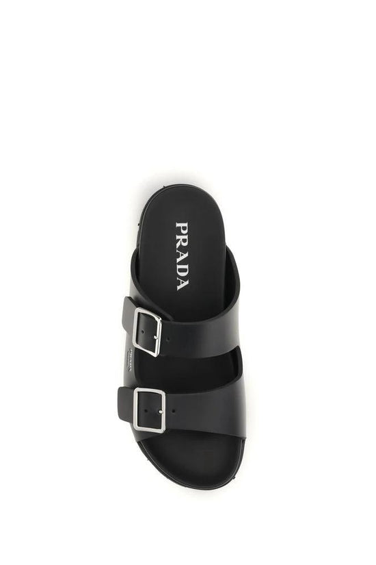 Prada Schwarze Bos Taurus Kalbsleder-Sandalen by Prada