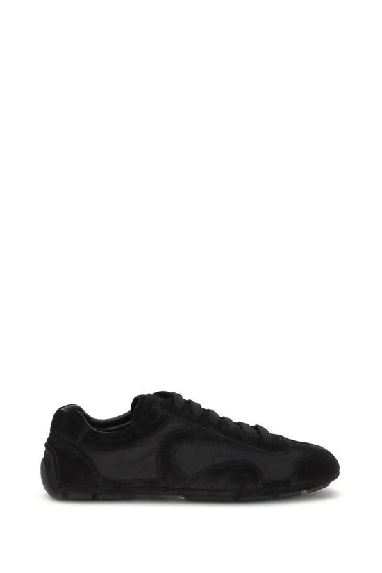 Prada Schwarze Bos Taurus Kalbsleder Sneaker by Prada