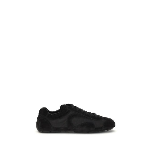 Prada Schwarze Bos Taurus Kalbsleder Sneaker by Prada