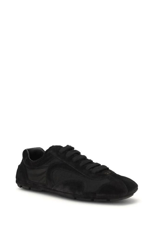Prada Schwarze Bos Taurus Kalbsleder Sneaker by Prada