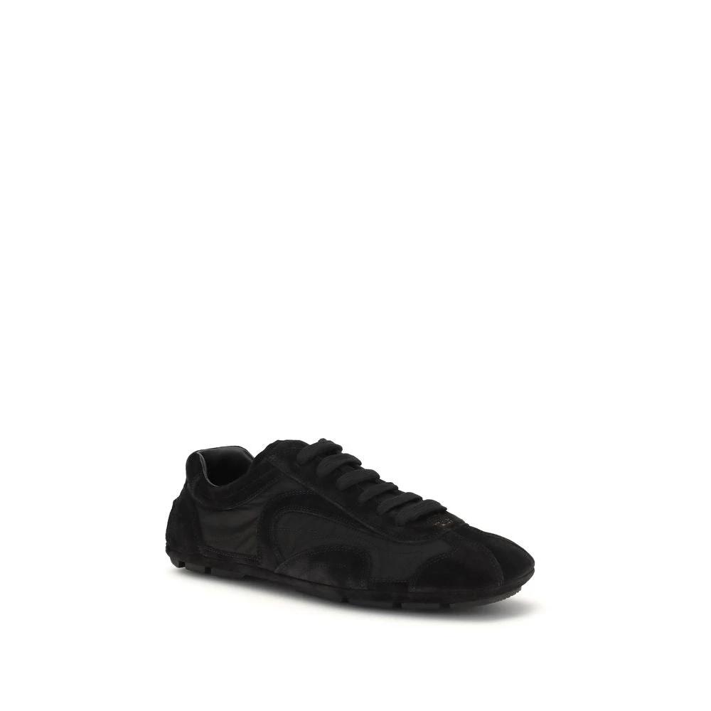 Prada Schwarze Bos Taurus Kalbsleder Sneaker by Prada