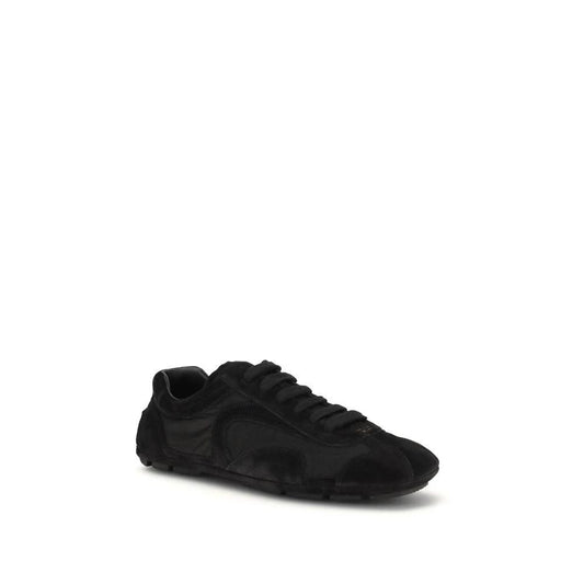 Prada Schwarze Bos Taurus Kalbsleder Sneaker by Prada