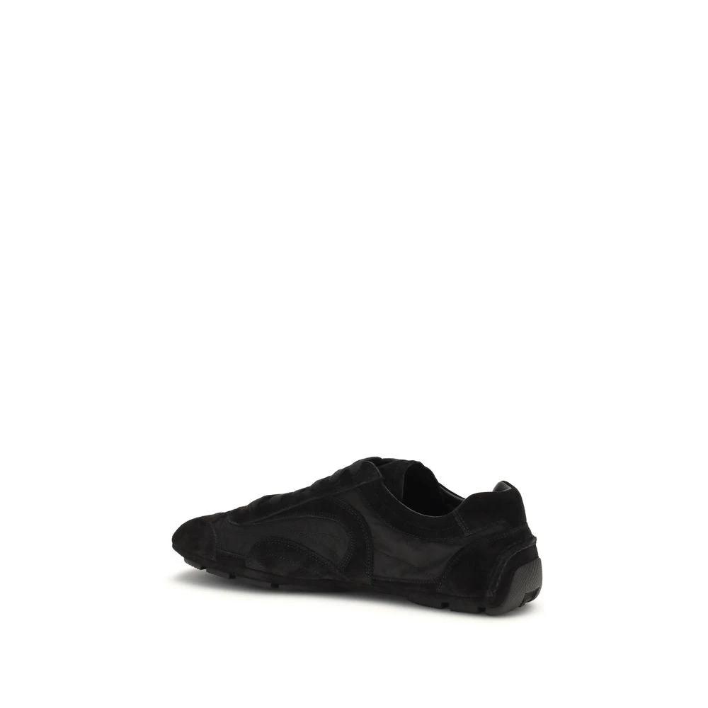 Prada Schwarze Bos Taurus Kalbsleder Sneaker by Prada