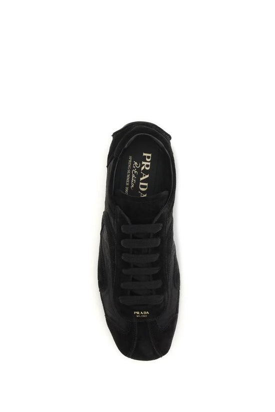 Prada Schwarze Bos Taurus Kalbsleder Sneaker by Prada
