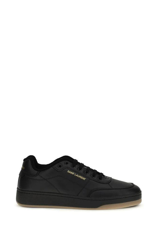 Saint Laurent Schwarze Bos Taurus Kalbsleder Low-Top-Sneaker by Saint Laurent