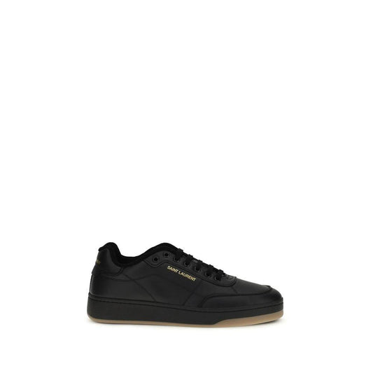 Saint Laurent Schwarze Bos Taurus Kalbsleder Low-Top-Sneaker by Saint Laurent