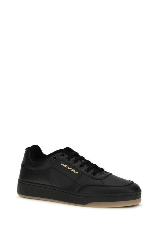 Saint Laurent Schwarze Bos Taurus Kalbsleder Low-Top-Sneaker by Saint Laurent