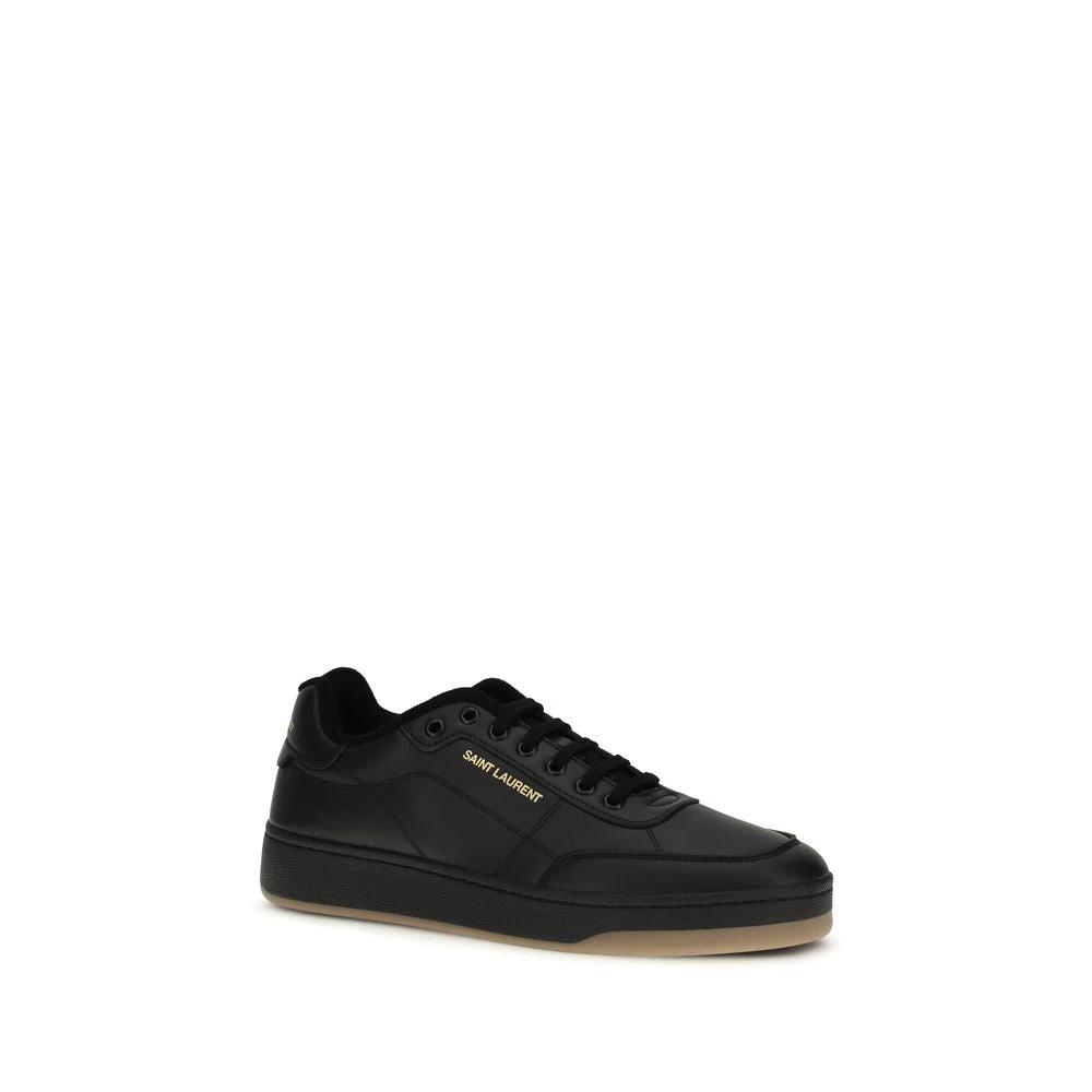 Saint Laurent Schwarze Bos Taurus Kalbsleder Low-Top-Sneaker by Saint Laurent