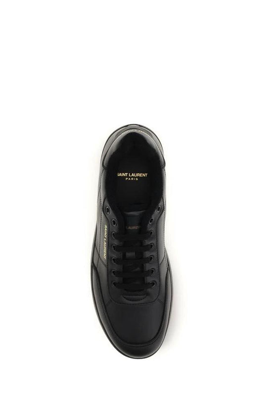 Saint Laurent Schwarze Bos Taurus Kalbsleder Low-Top-Sneaker by Saint Laurent