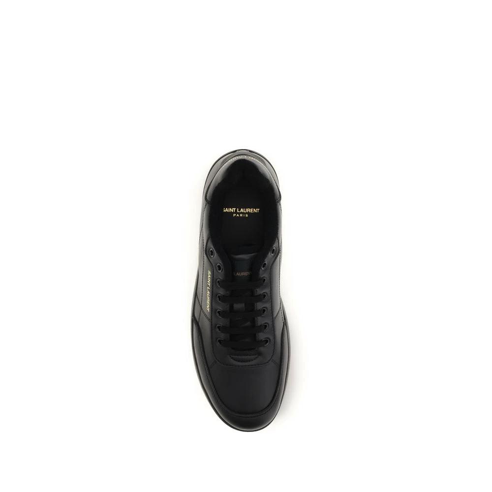 Saint Laurent Schwarze Bos Taurus Kalbsleder Low-Top-Sneaker by Saint Laurent