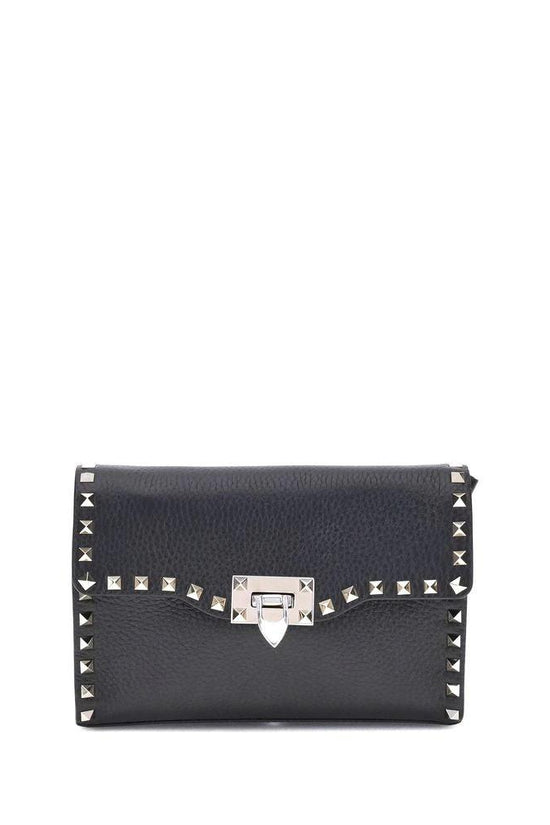 Valentino Garavani Schwarze Bos Taurus Kalbsleder Schultertasche by Valentino Garavani