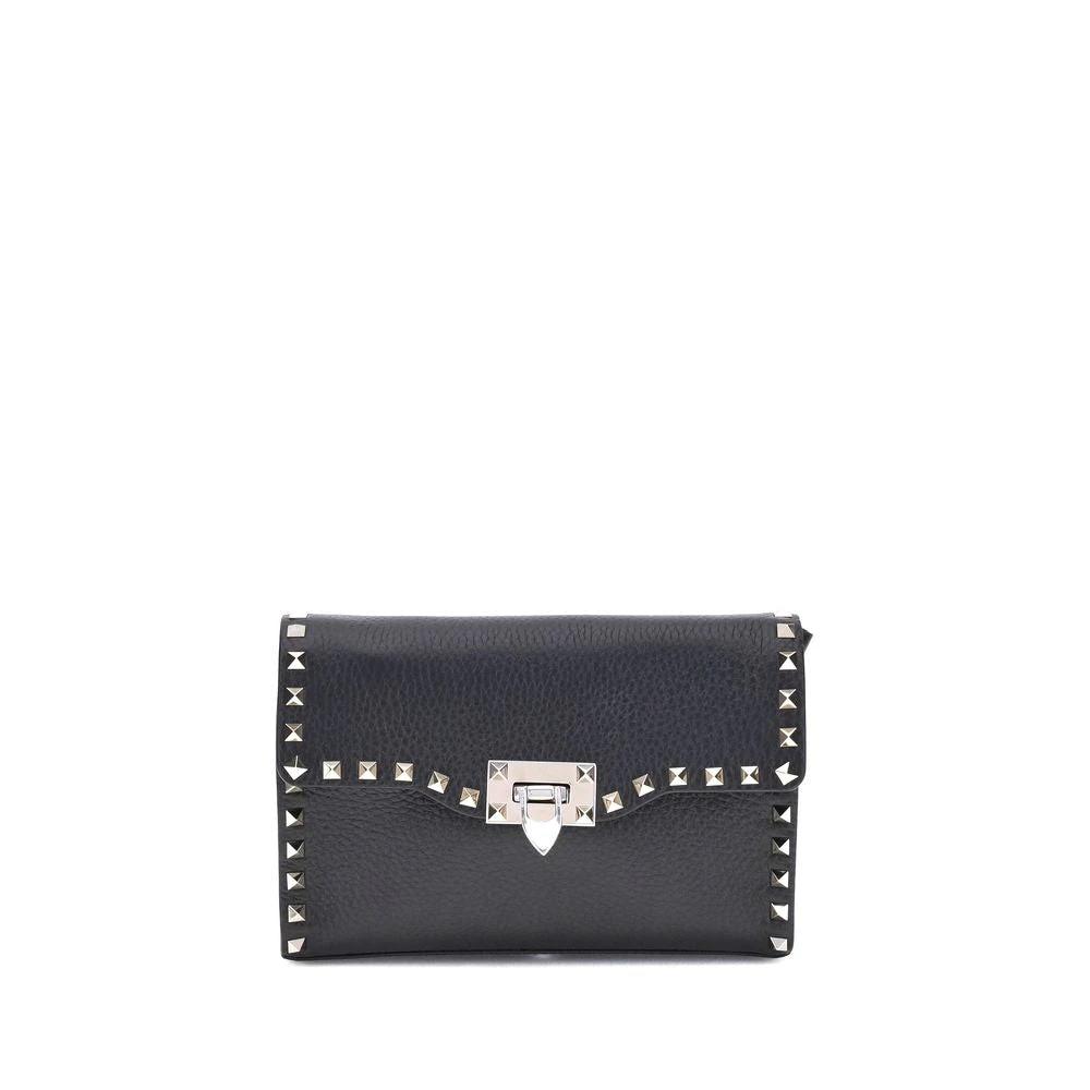 Valentino Garavani Schwarze Bos Taurus Kalbsleder Schultertasche by Valentino Garavani