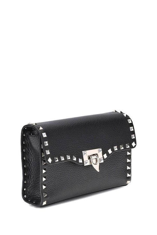 Valentino Garavani Schwarze Bos Taurus Kalbsleder Schultertasche by Valentino Garavani