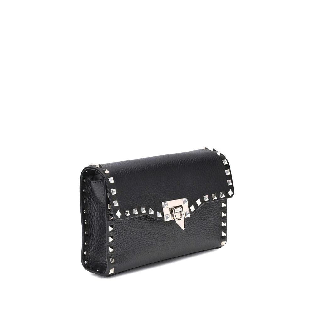 Valentino Garavani Schwarze Bos Taurus Kalbsleder Schultertasche by Valentino Garavani