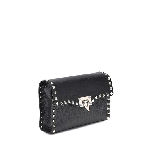 Valentino Garavani Schwarze Bos Taurus Kalbsleder Schultertasche by Valentino Garavani