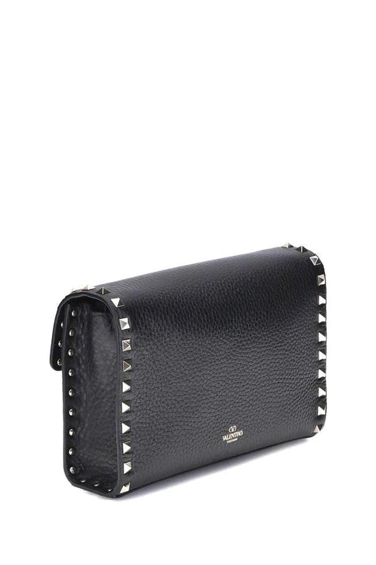 Valentino Garavani Schwarze Bos Taurus Kalbsleder Schultertasche by Valentino Garavani