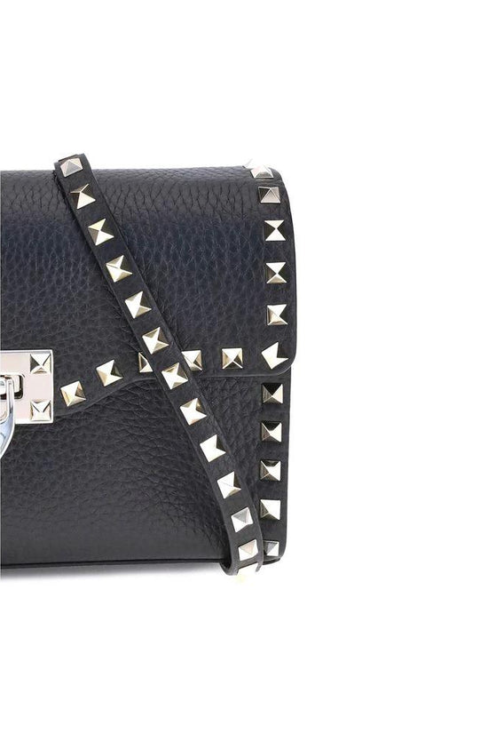 Valentino Garavani Schwarze Bos Taurus Kalbsleder Schultertasche by Valentino Garavani