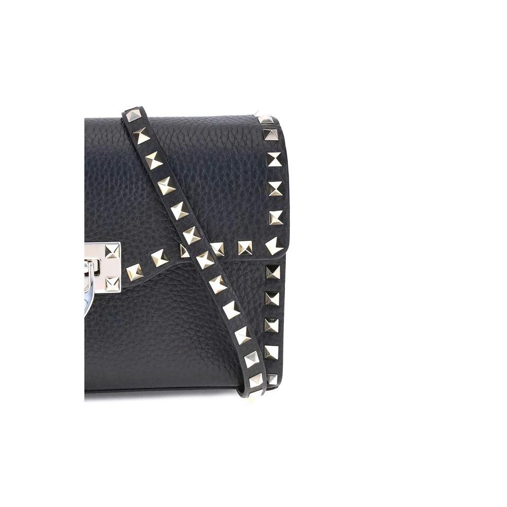 Valentino Garavani Schwarze Bos Taurus Kalbsleder Schultertasche by Valentino Garavani