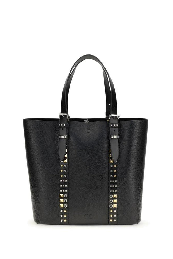 Valentino Garavani Schwarze Kalbsleder Bos Taurus Schultertasche by Valentino Garavani