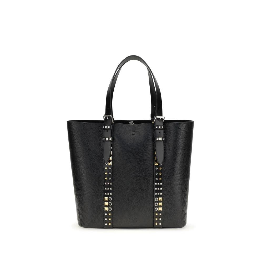 Valentino Garavani Schwarze Kalbsleder Bos Taurus Schultertasche by Valentino Garavani