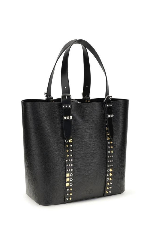 Valentino Garavani Schwarze Kalbsleder Bos Taurus Schultertasche by Valentino Garavani