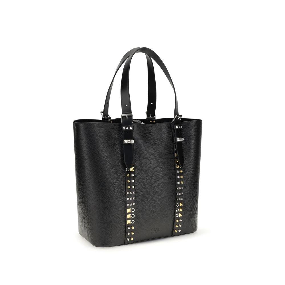 Valentino Garavani Schwarze Kalbsleder Bos Taurus Schultertasche by Valentino Garavani