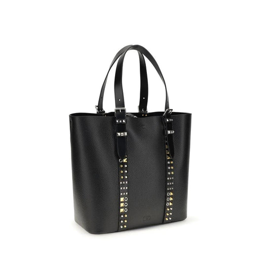 Valentino Garavani Schwarze Kalbsleder Bos Taurus Schultertasche by Valentino Garavani