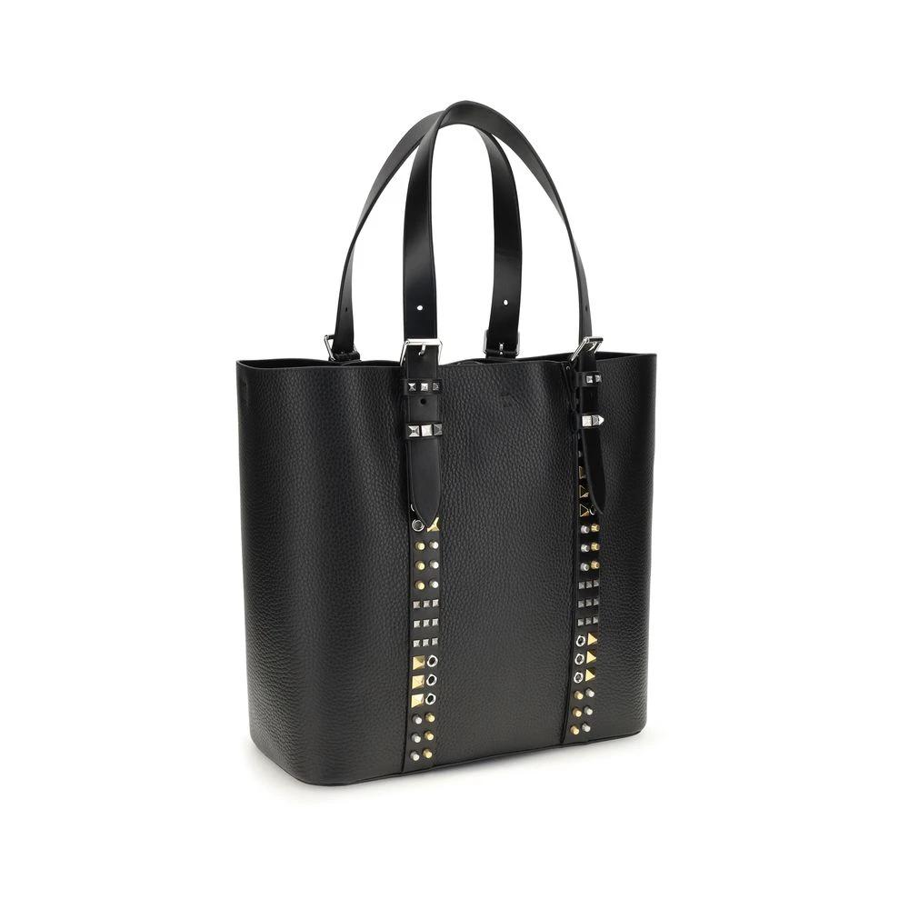 Valentino Garavani Schwarze Kalbsleder Bos Taurus Schultertasche by Valentino Garavani