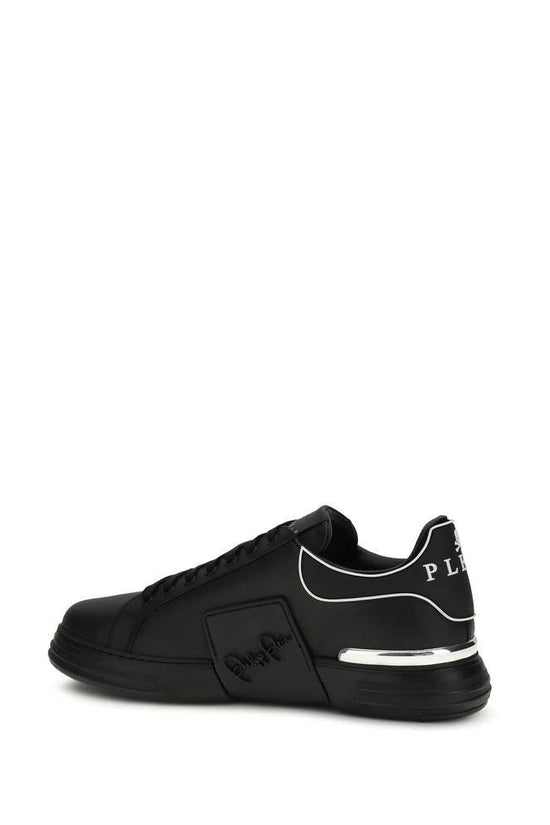 Philipp Plein Schwarze Bos Taurus Kalbsleder Low-Top-Sneaker by Philipp Plein