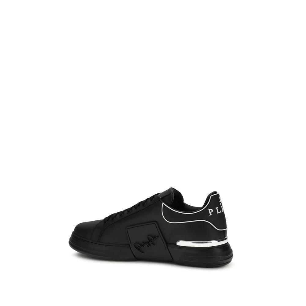 Philipp Plein Schwarze Bos Taurus Kalbsleder Low-Top-Sneaker by Philipp Plein