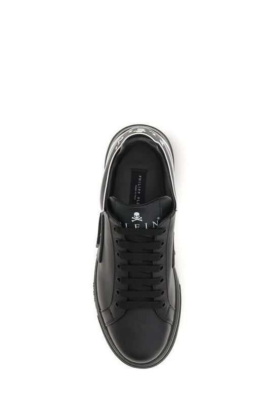 Philipp Plein Schwarze Bos Taurus Kalbsleder Low-Top-Sneaker by Philipp Plein