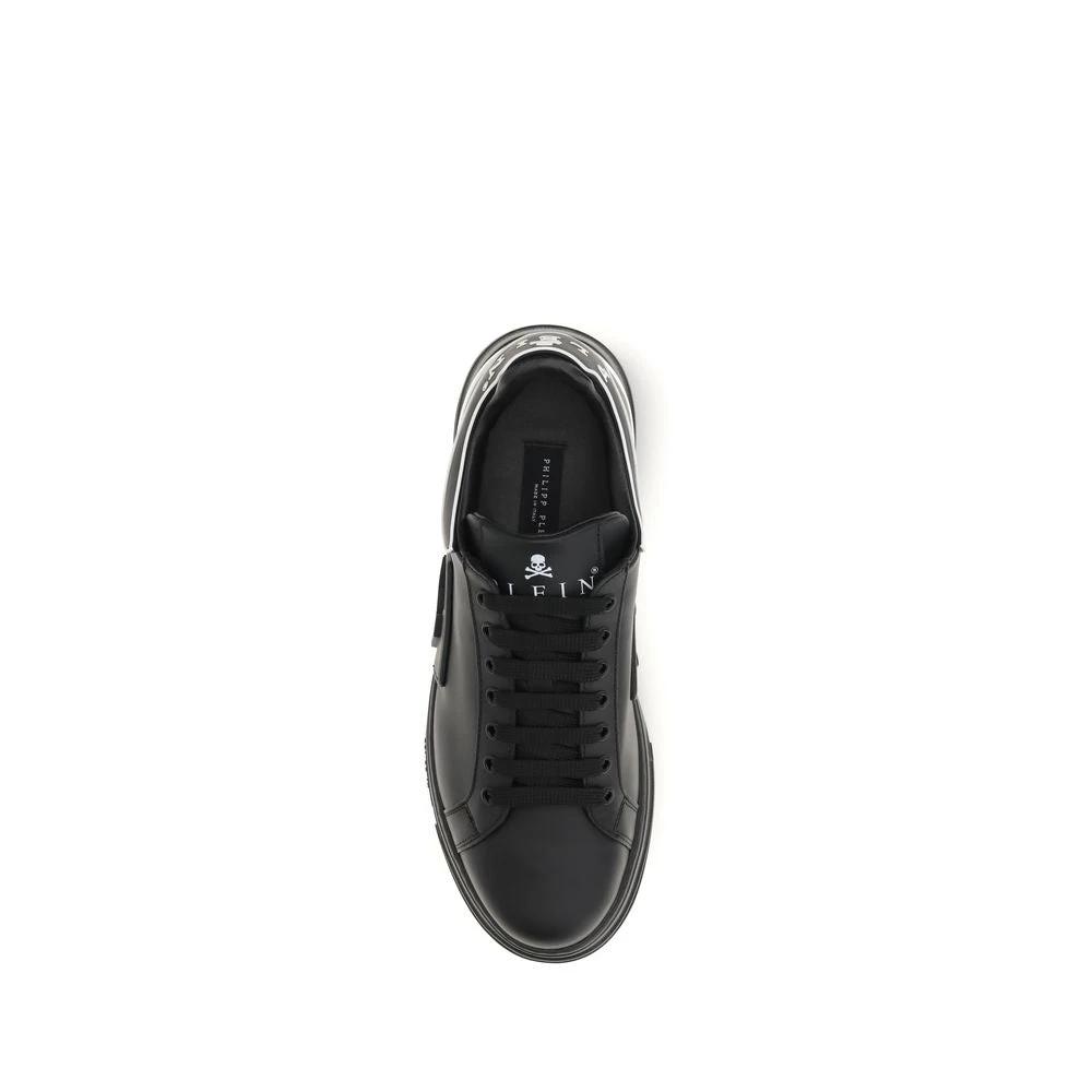 Philipp Plein Schwarze Bos Taurus Kalbsleder Low-Top-Sneaker by Philipp Plein