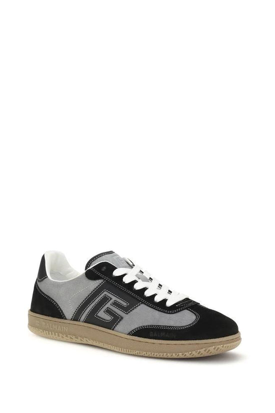 Balmain Graue Kalbsleder Bos Taurus Low-Top-Sneaker by Balmain