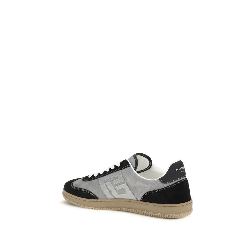 Balmain Graue Kalbsleder Bos Taurus Low-Top-Sneaker by Balmain